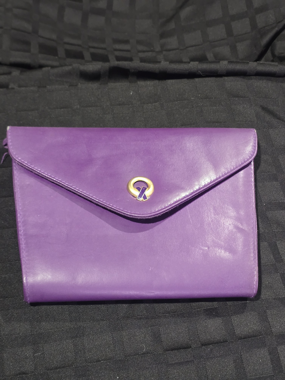 Women's Vintage Purple Envelope Clutch with Gold-Tone Accent